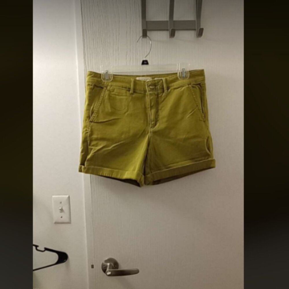 Anthropologie Green Chino Relaxed Shorts Sz 27